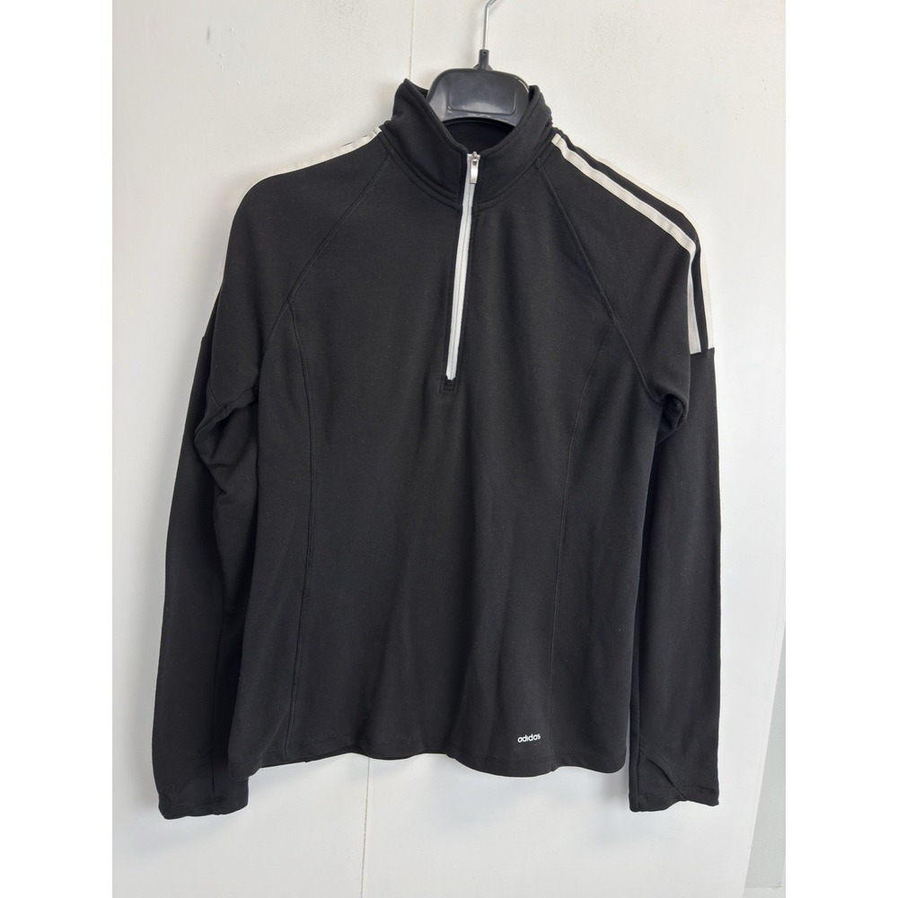 Adidas‎ Women's Size S 1/4 Zip Pullover Active Top Black/White Long Sleeve